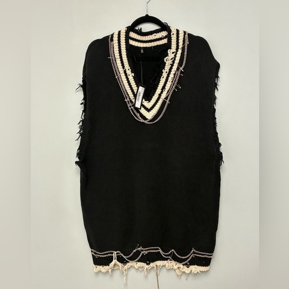 BNWT $1250 R13 Oversized Chain Embellished Vest Dress Large - Picture 8 of 12